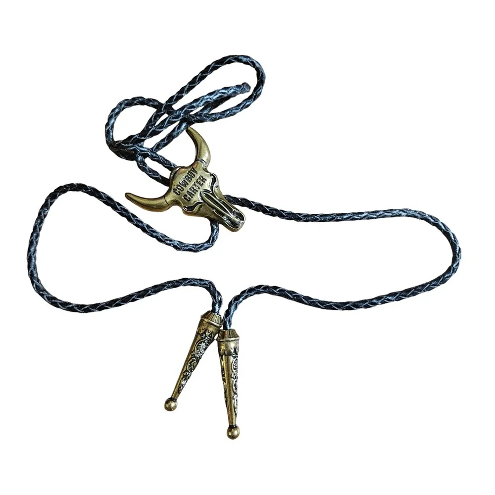 Beyonce Cowboy Carter Tour 2025 Bolo Tie Brass Bull Skull Braided Western